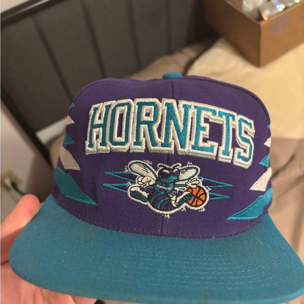 Purple and Teal Hornets Cap